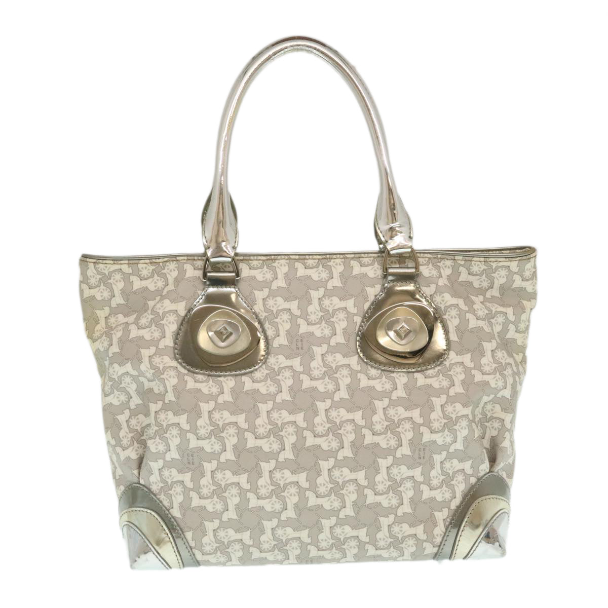 Luxury Horse Carriage Hand Bag Pvc Gray Leather Travel Bag