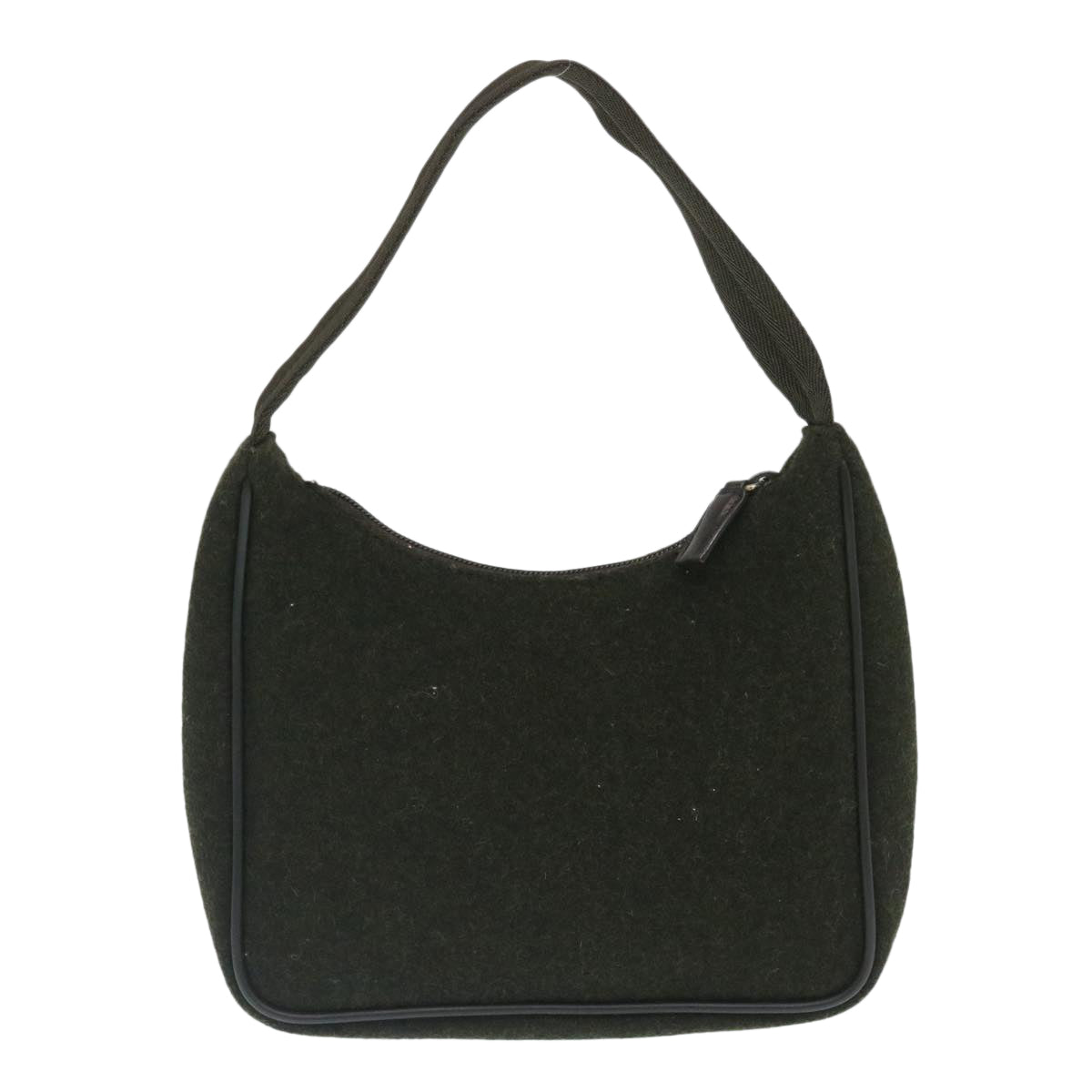 Prada Hand Bag Wool Green Travel Bag