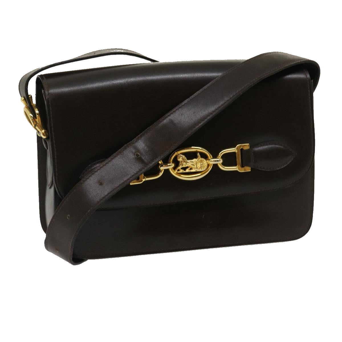 Luxury Horse Carriage Shoulder Bag Ar Leather Brown
