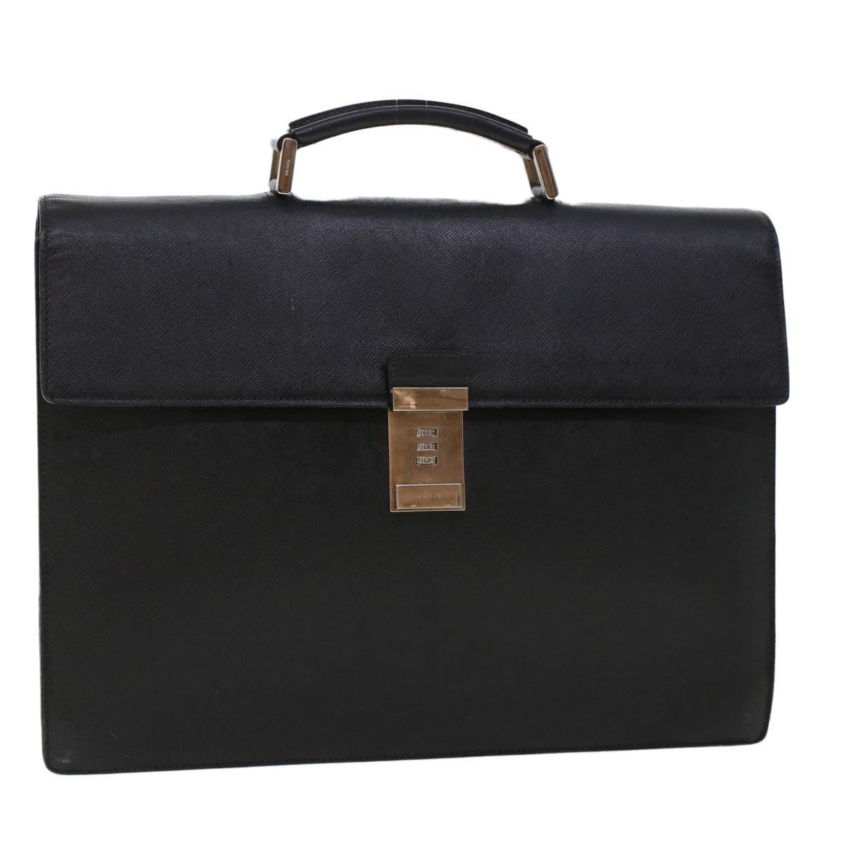 Prada Hand Bag Safiano Leather Black Travel Bag