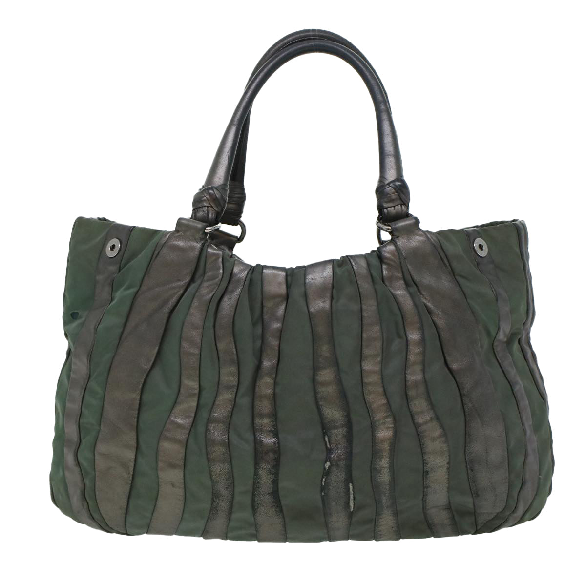 Prada Tote Bag Leather Nylon Gray