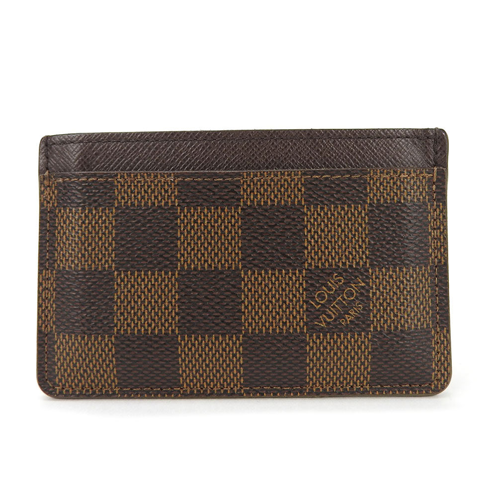 Louis Vuitton N61722 Damier Porte Cartes ESimple Canvas Brown Wallet Case