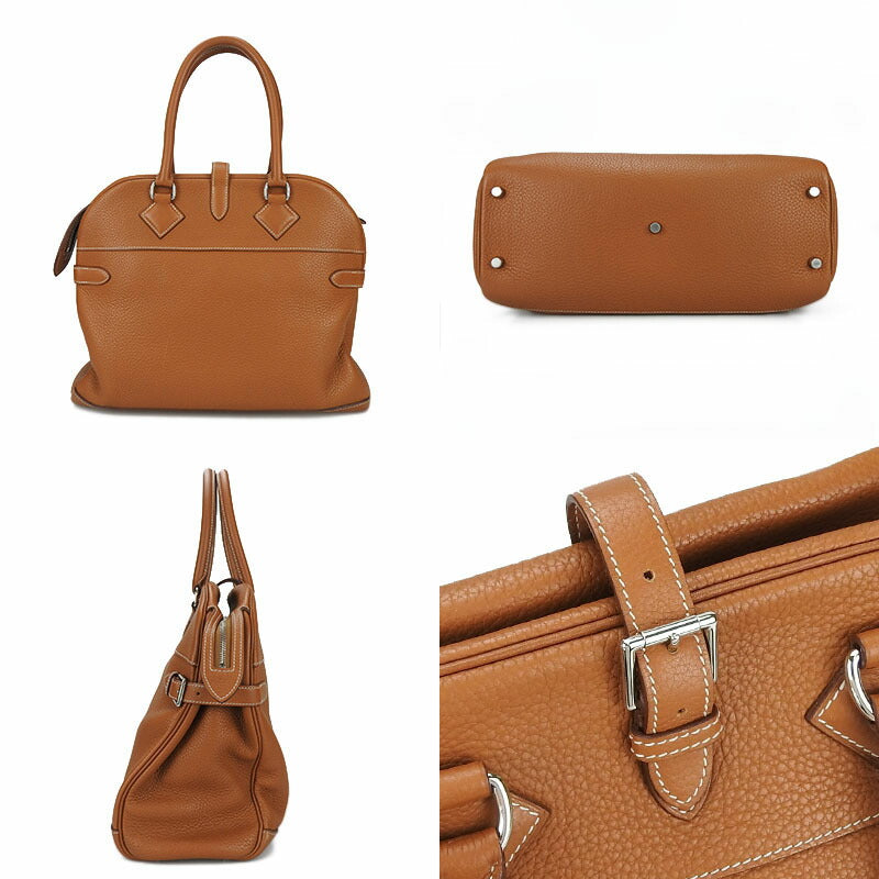 Hermes Handbag Taurillon Clemence Atlas Women Brown Travel Bag