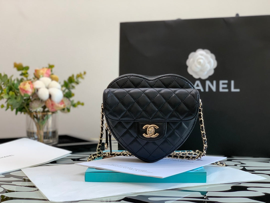 CHLMini Heart 7in 18cm B07958 Black Mini Bag