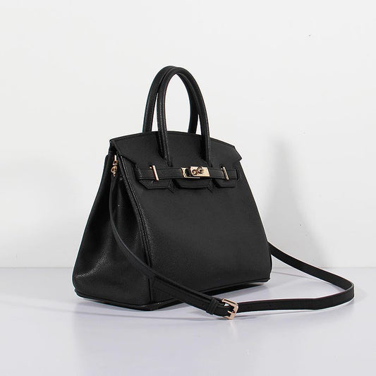 Hermes Luxury Cm Birkin Bag Epsom With Strap Leather Black Travel Bag