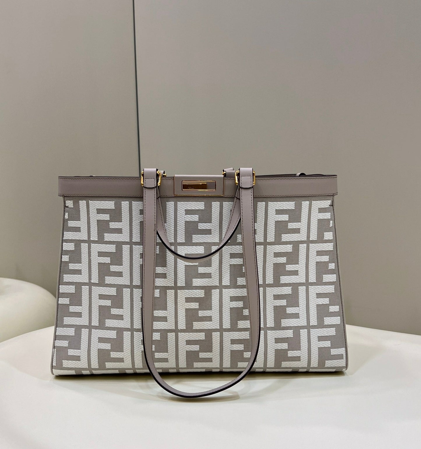 Fendi Ff Canvas White Tote Bag