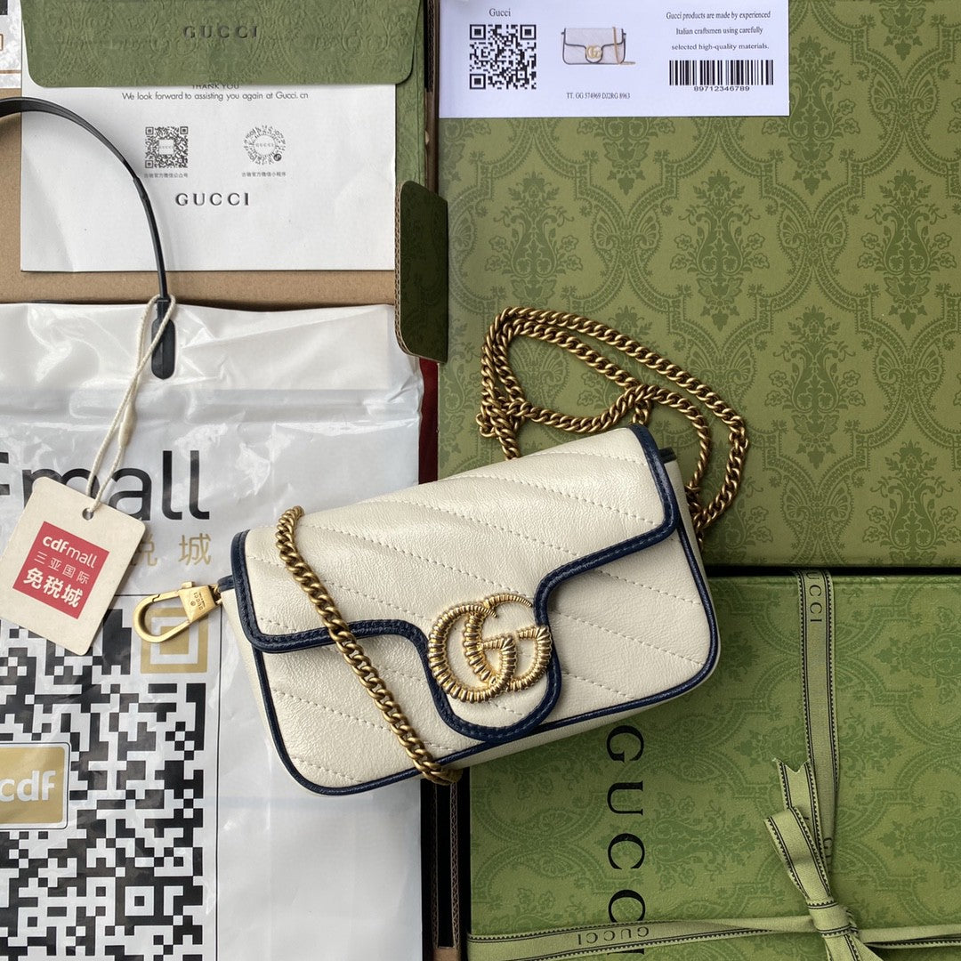 gg Marmont Super 6in 16cm White Mini Bag