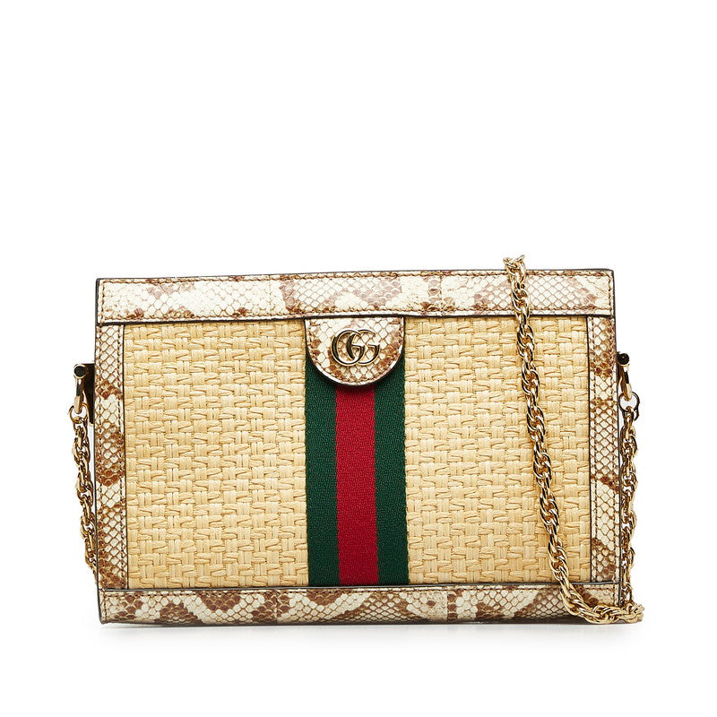 Gucci Ophidia Python Shoulder Bag Raffia Chain