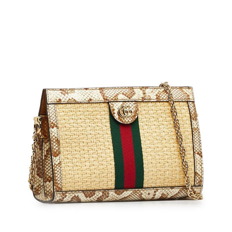 Gucci Ophidia Python Shoulder Bag Raffia Chain
