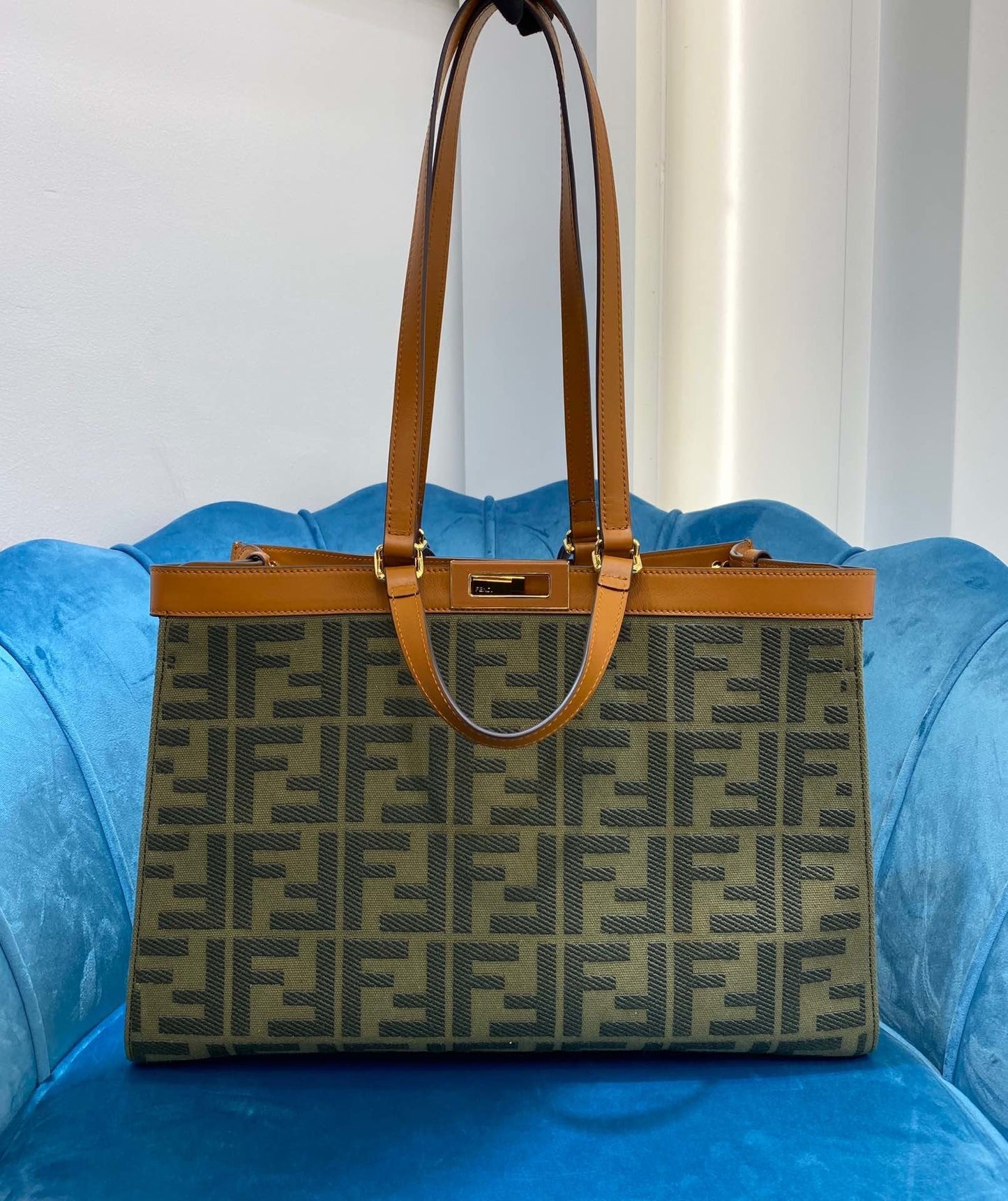Fendi Top QualityTop Quality Peekaboo x Khaki FF Tote Bag