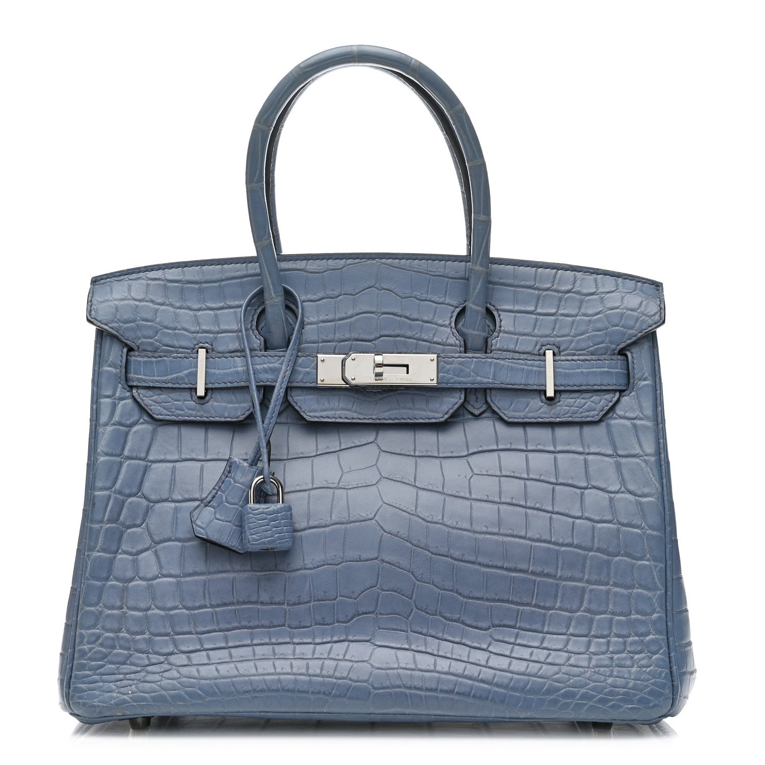Hermes Matte Niloticus Crocodile Birkin Bleu Ciel Handbag Travel Bag