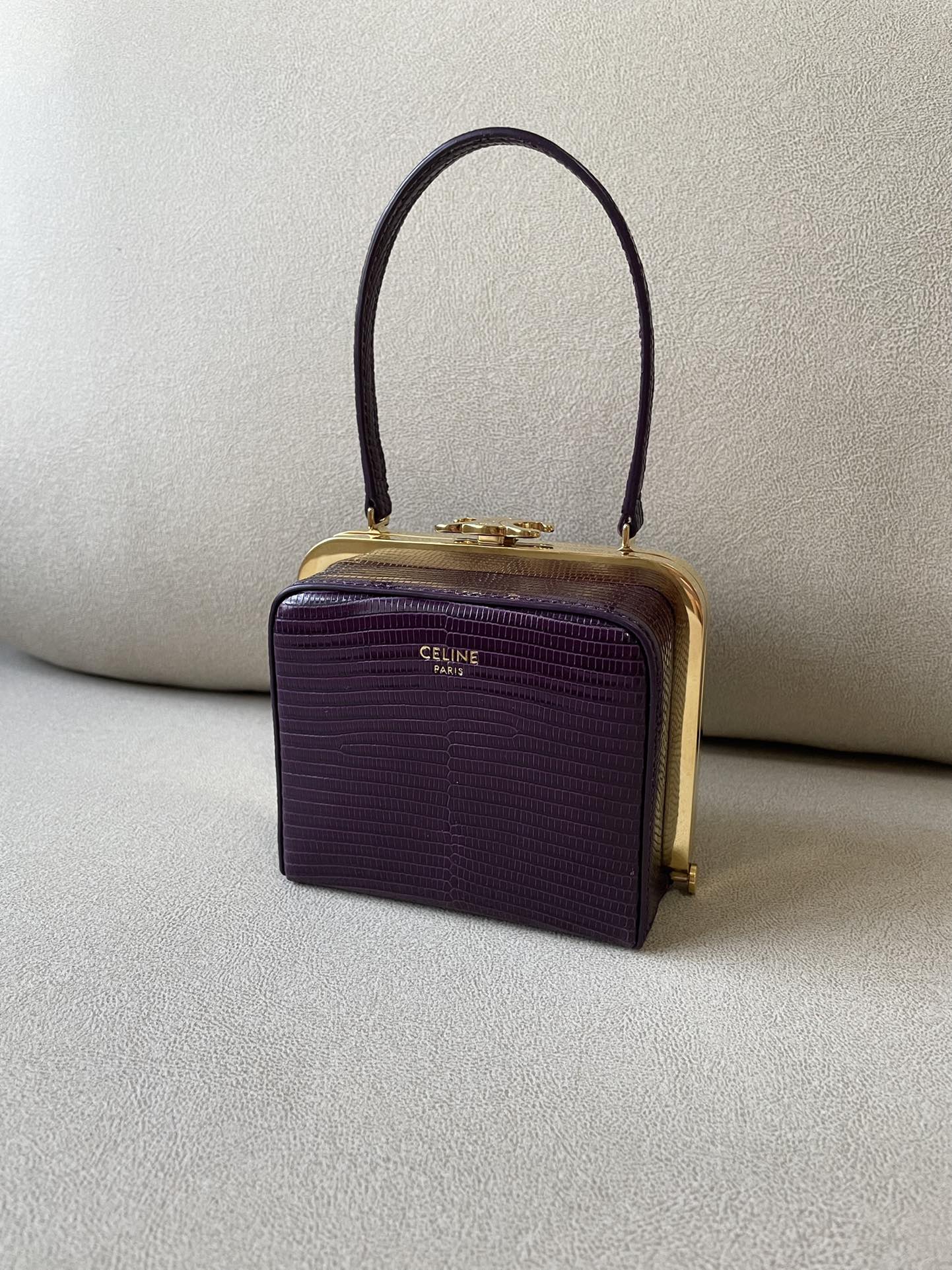 Top Quality Triomphe Minaudiere In Lizard Violet Travel Bag