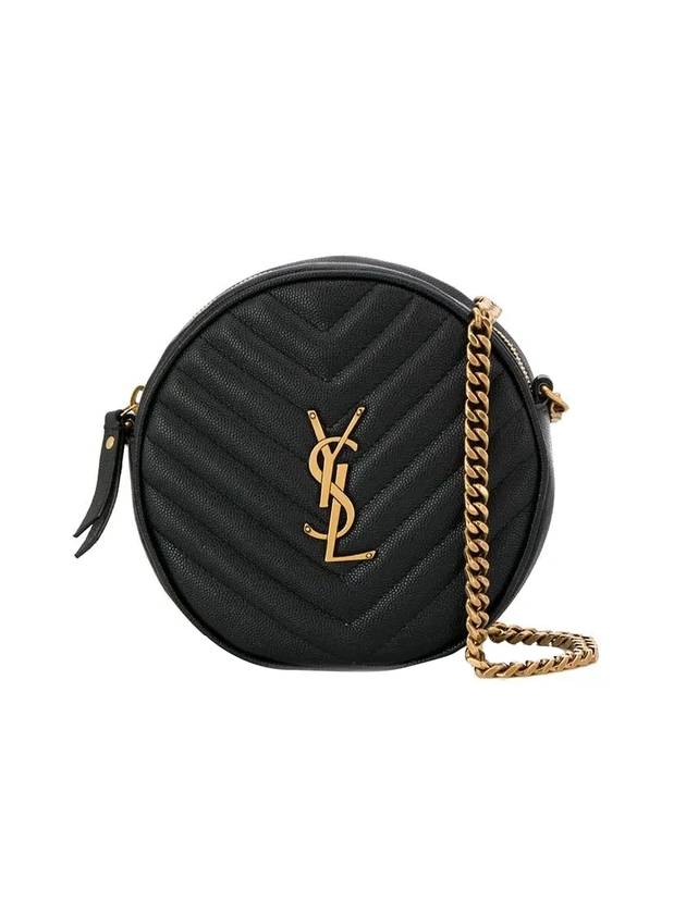 YSL Saint Laurent Saint Laurent Trending Chevron Round Camera Cross Quilted Black Travel Bag