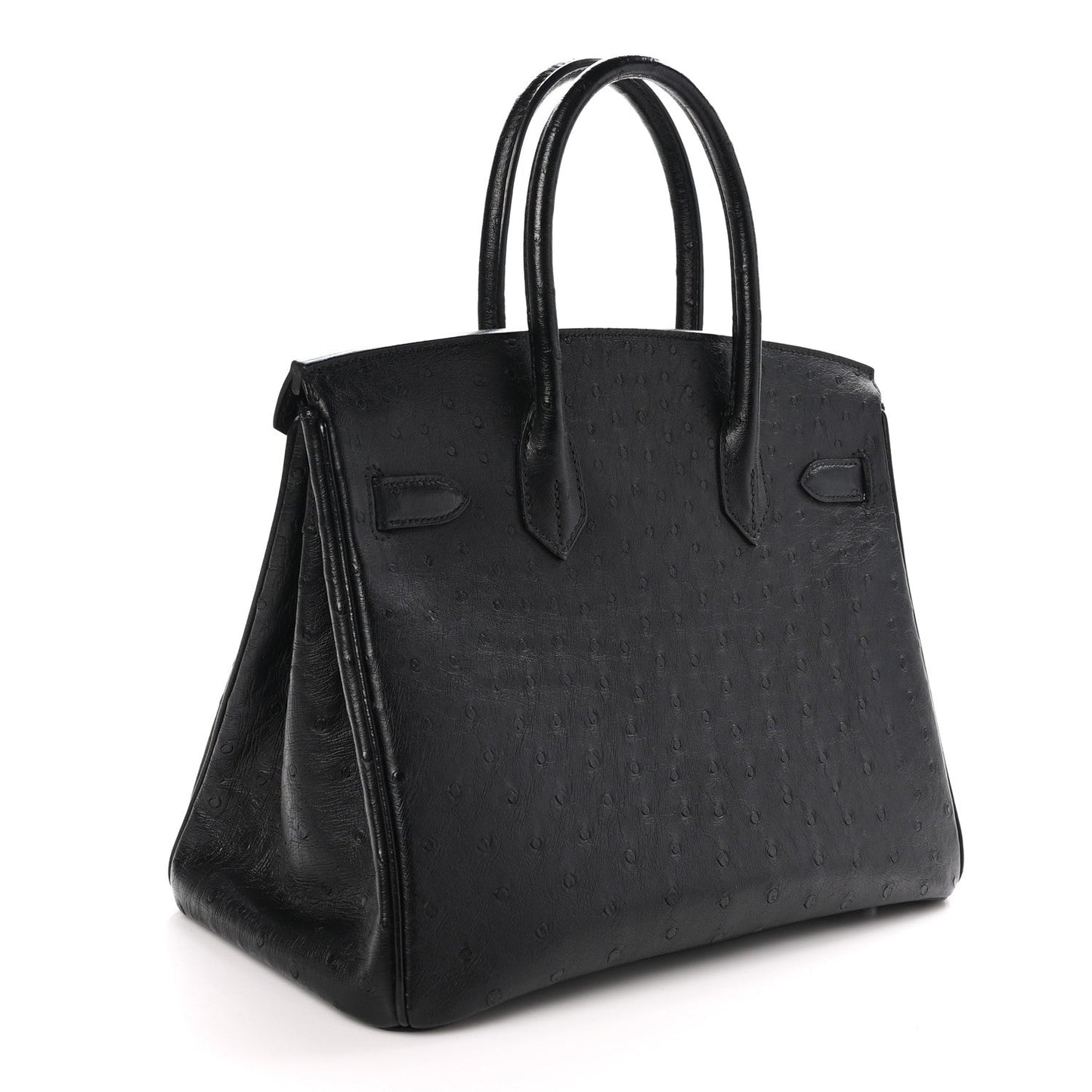 Hermes Ostrich Birkin Handbag Black Travel Bag