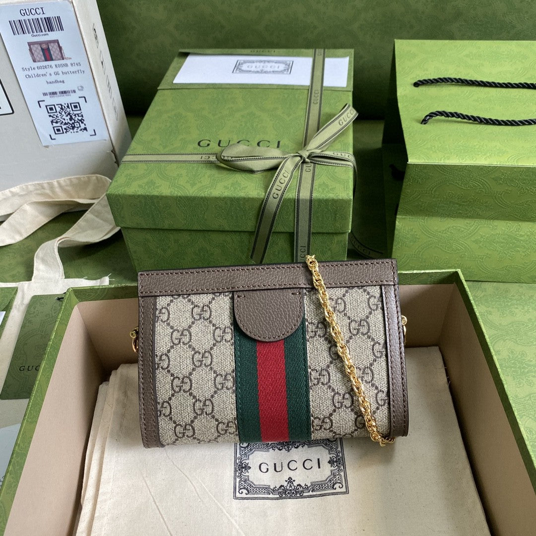 gg Ophidia Ebony gg Supreme Canvas Brown Beige Red Shoulder Bag