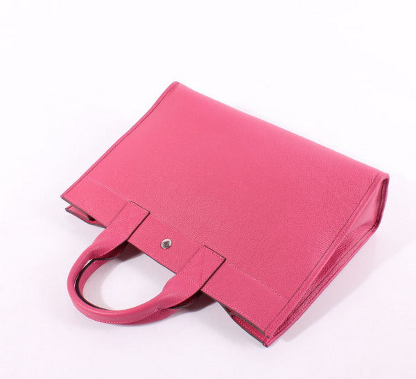 Hermes Luxury Briefcases Ladies Cow Handbag Leather Pink Travel Bag