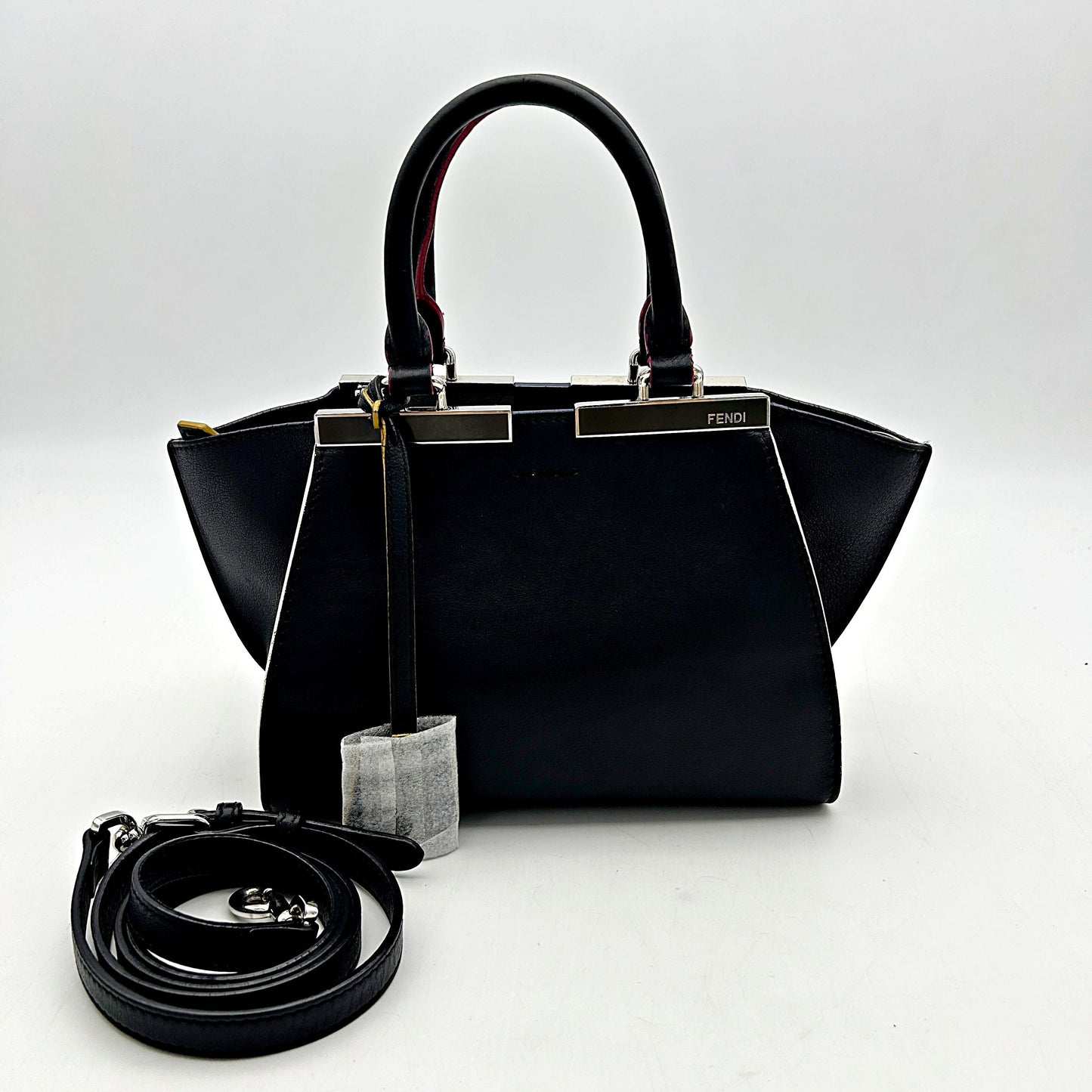 Fendi Handbag Petit Trois Jour Leather Black