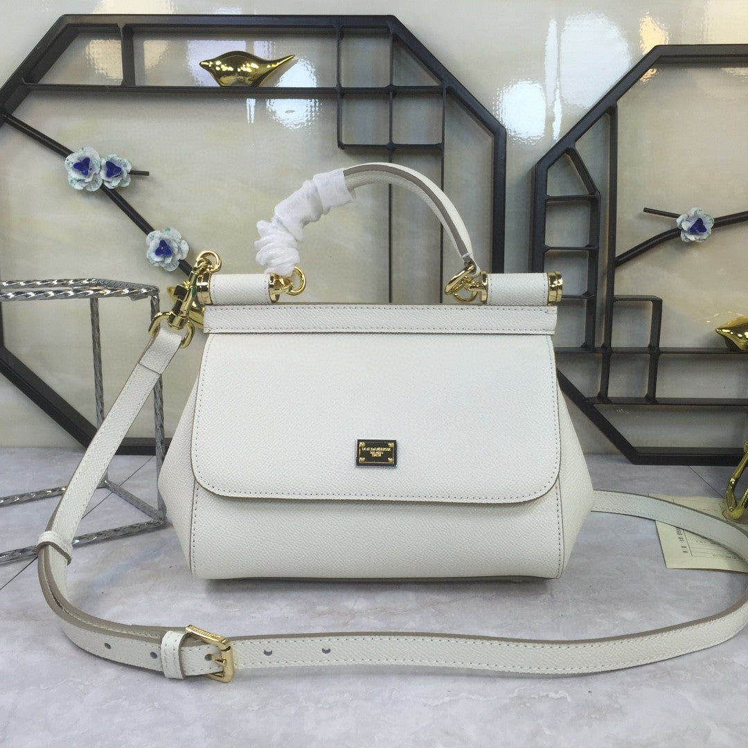Top Quality Sicily Handbag In Dauphine For White Medium Travel Bag