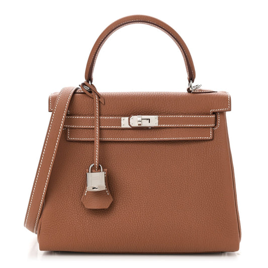 Hermes Togo Kelly Retourne Handbag Gold Travel Bag 25 Gold 1736713