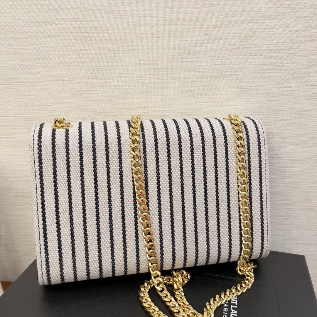 YSL Saint Laurent Kate 7.9in 20cm Canvas Small Chain Handbag