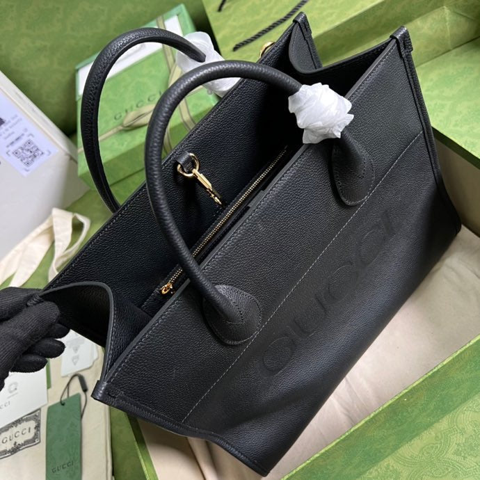 gg 12in 31.5cm gg Black Small Logo Tote Bag