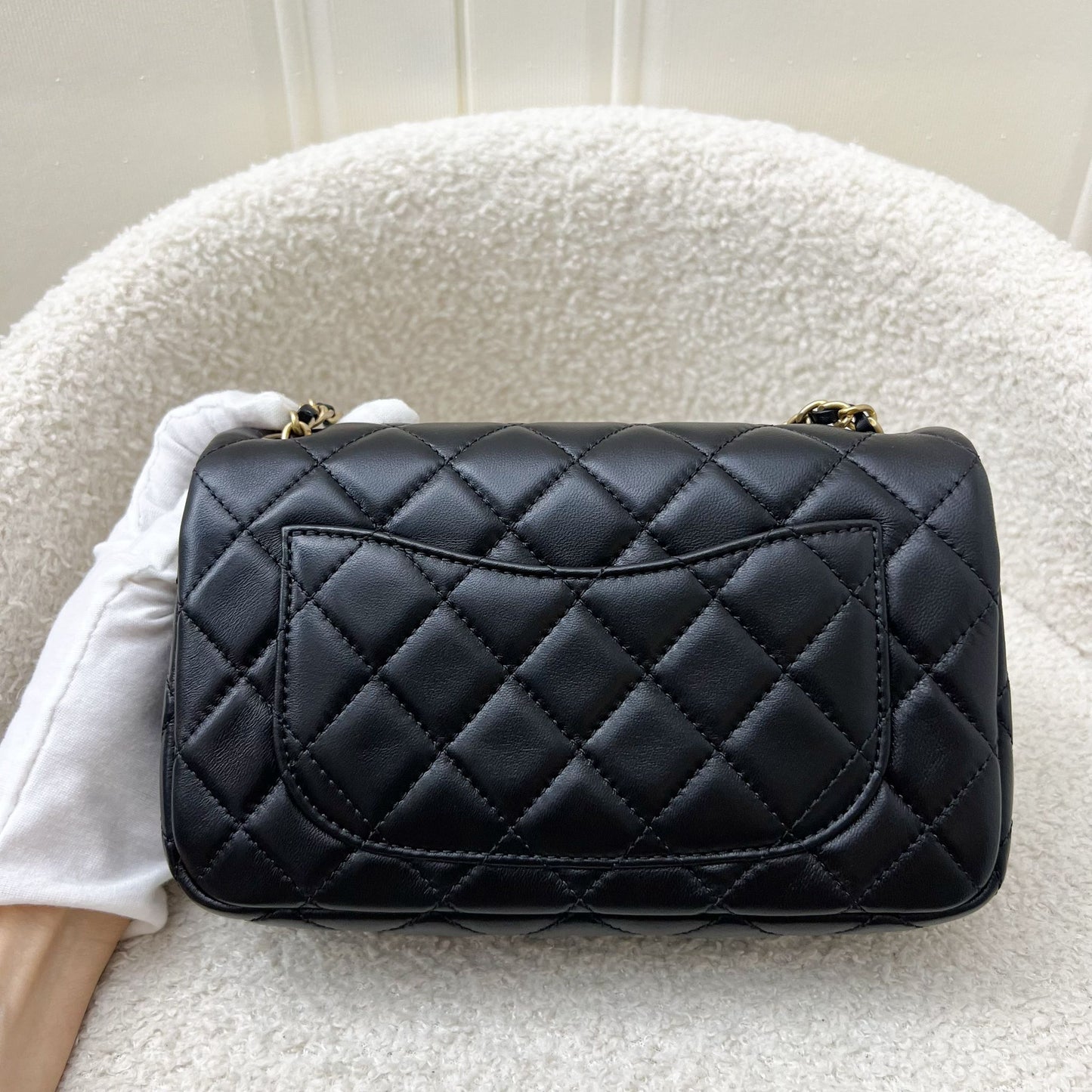 Chanel Pearl Crush Mini Rectangular Flap in Black Lambskin and AGHW (Model: ) Accessory