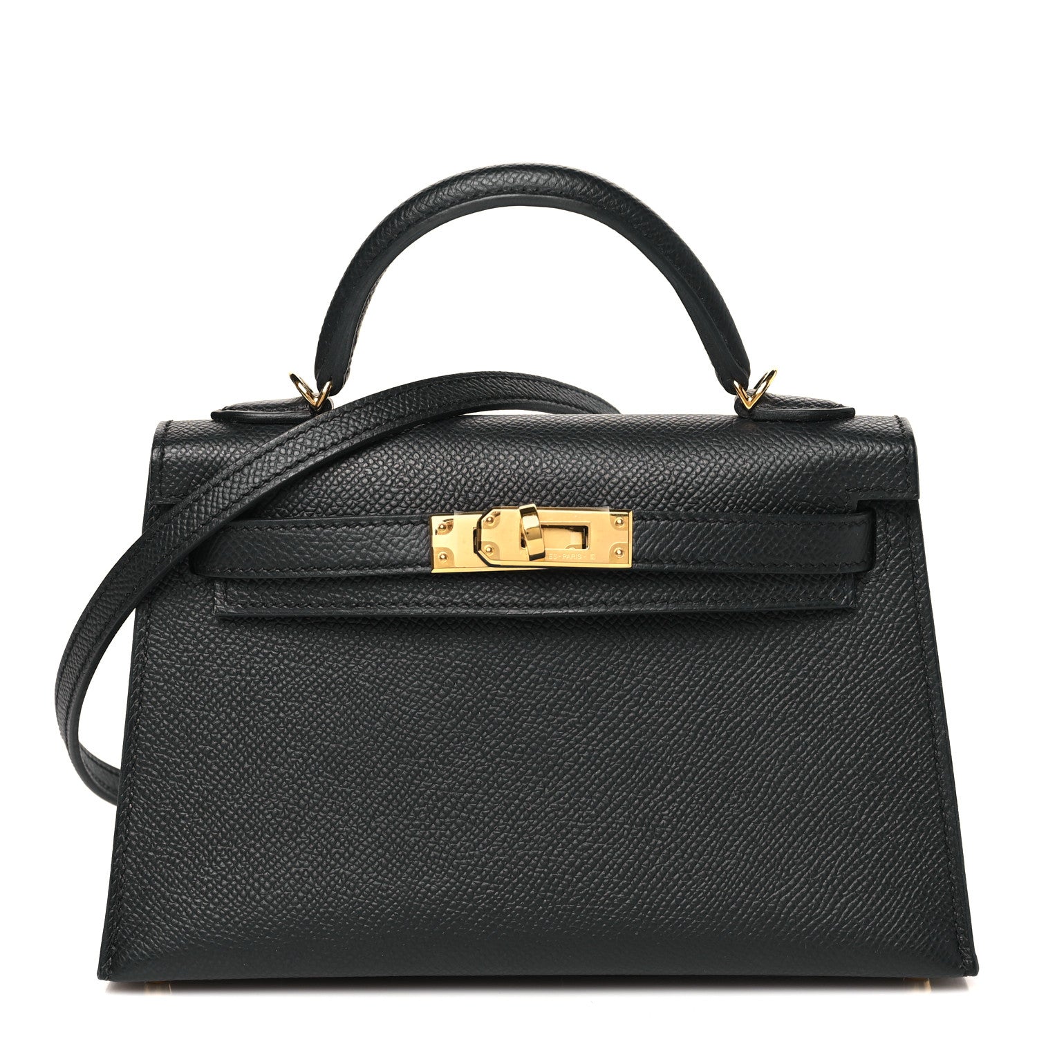 Hermes Epsom Kelly Sellier Handbag Black Mini Travel Bag 20 Black 1753235