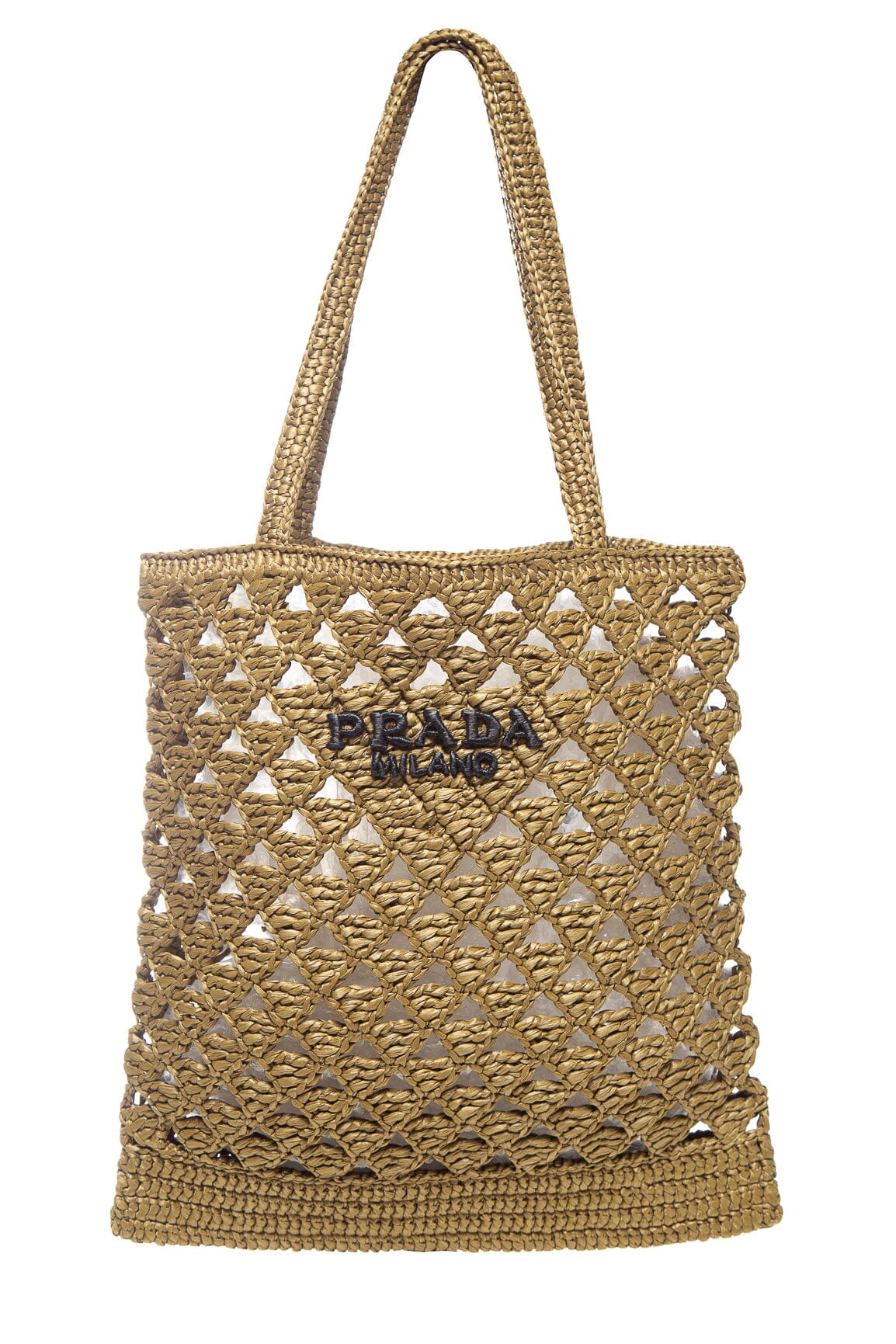 Prada Handbag Tote Raffia Green Tote Bag