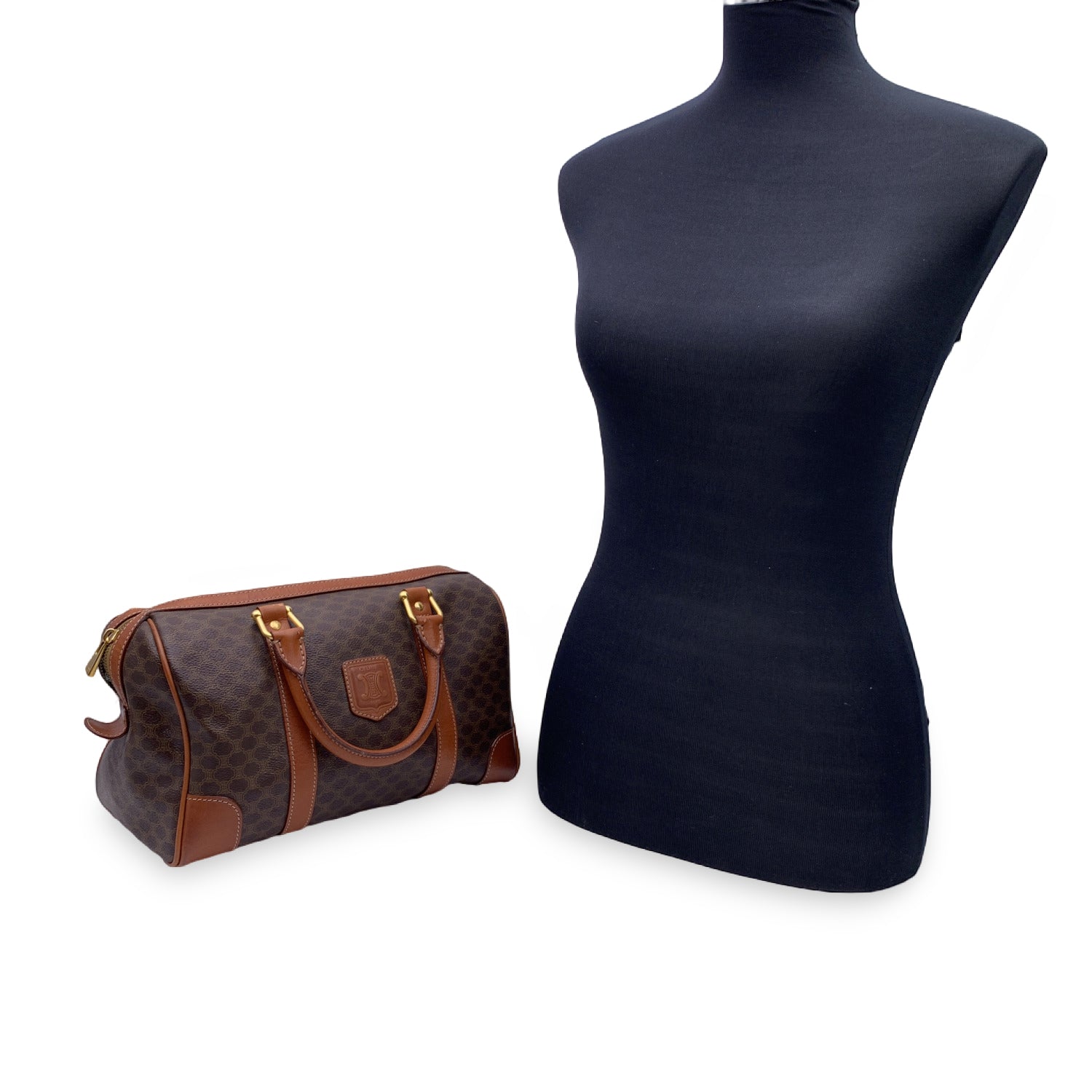 Luxury Macadam Boston Bag Duffel Duffle Canvas Brown Travel Bag