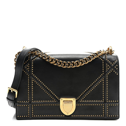 Dior Handbag Christian Studded ama Bag Lambskin Black Medium