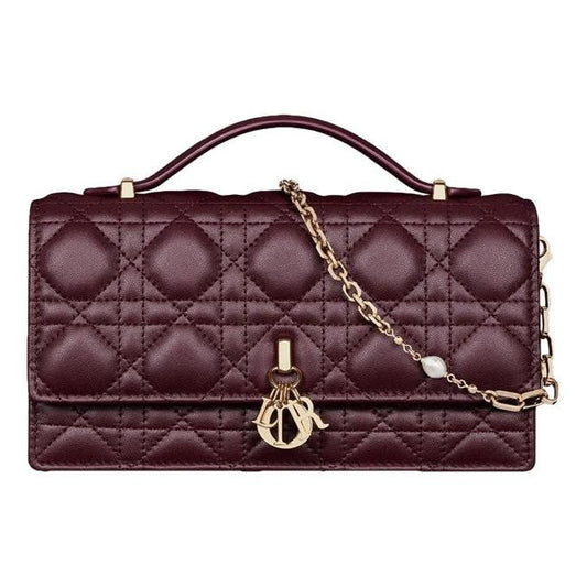 Dior Patent Lady Clutch Bag Bronze Off Leather Quilted