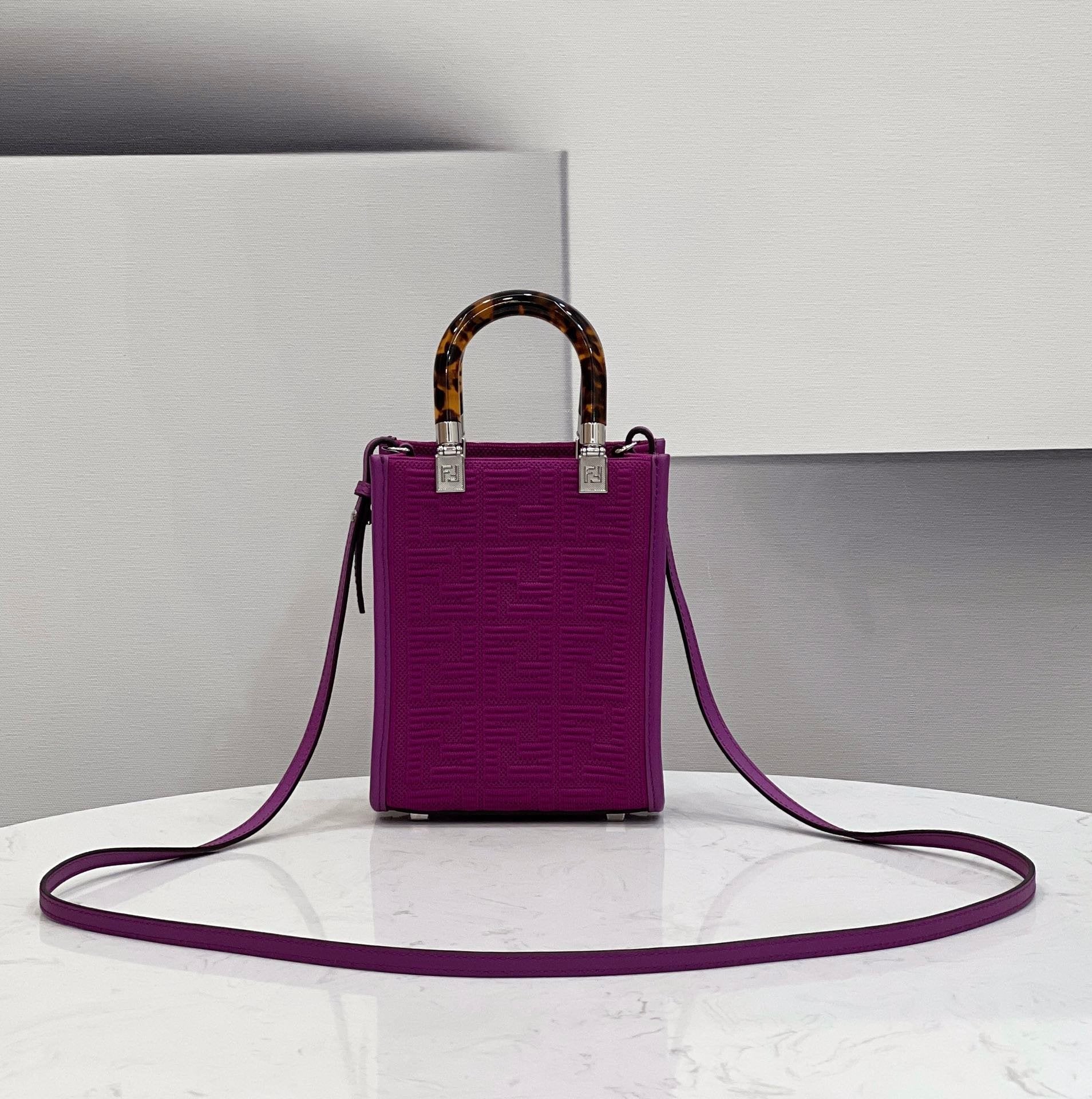 Fendi Sunshine Shopper Purple Ff Mini Crossbody Bag
