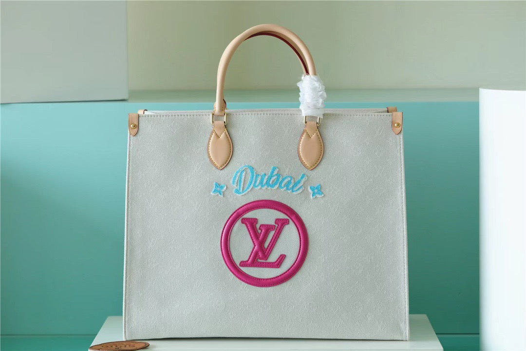 Top Quality Onthego Gm Giant And Pink Raffia Monogram Crossbody Bag