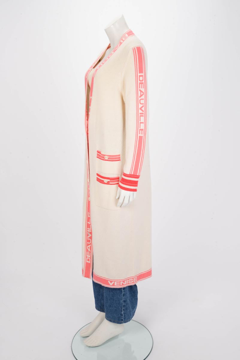 Chanel Cream Cashmere Biarritz Longline Cardigan FR 42 Apparel