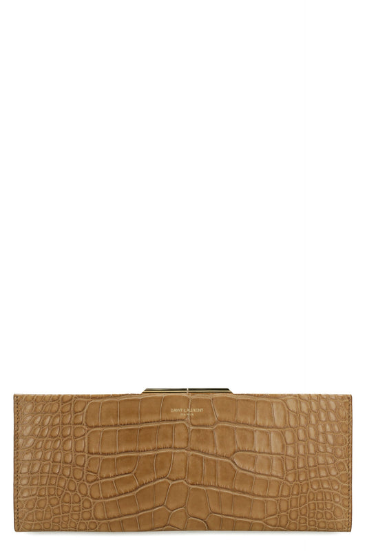 YSL Saint Laurent Saint Laurent Trending Women Midnight Clutch In Leather Brown Clutch Bag