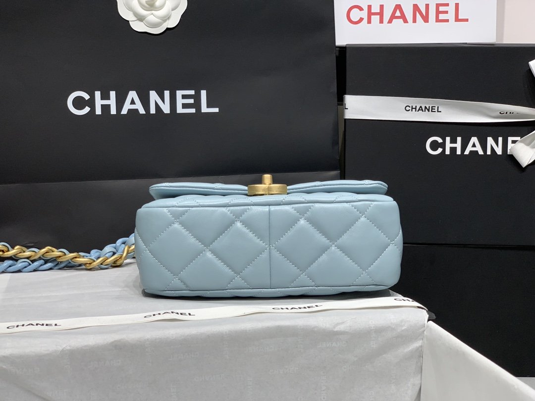CHLSmall -Tone Metal 16cm 6in Blue Gold Flap Handbag