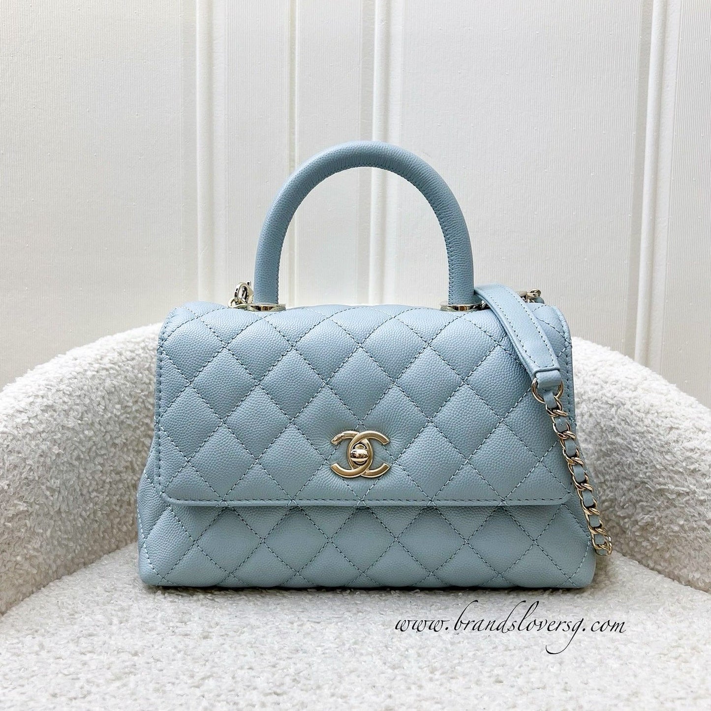 Chanel Small () Coco Handle in Robin Egg Blue Caviar and LGHW (Model: ) Accessory