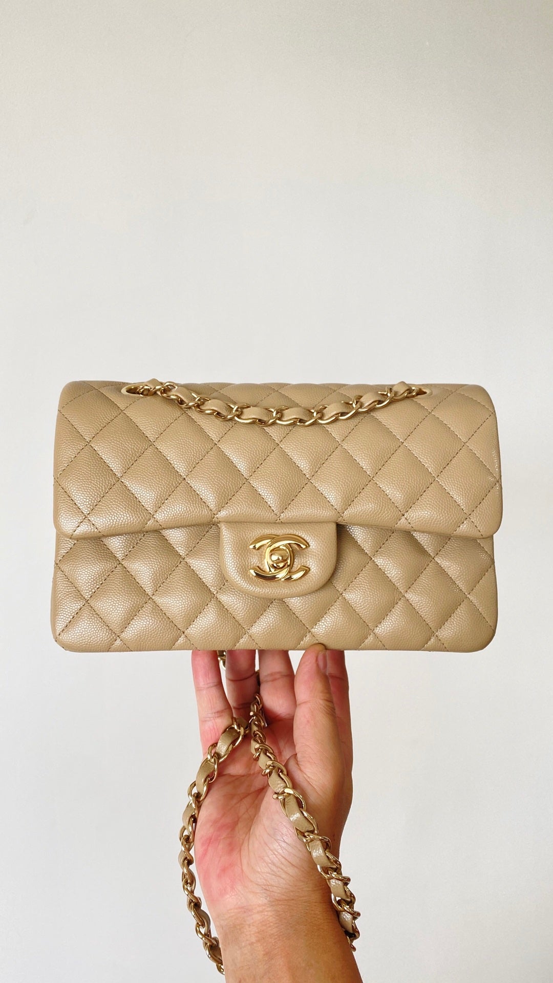 Chlsmall Classic Handbag For Women Bags Beige Travel Bag
