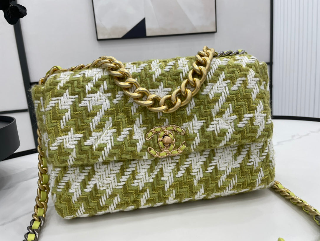 Chanel Hardware Green Gold Large Shoulder Bag