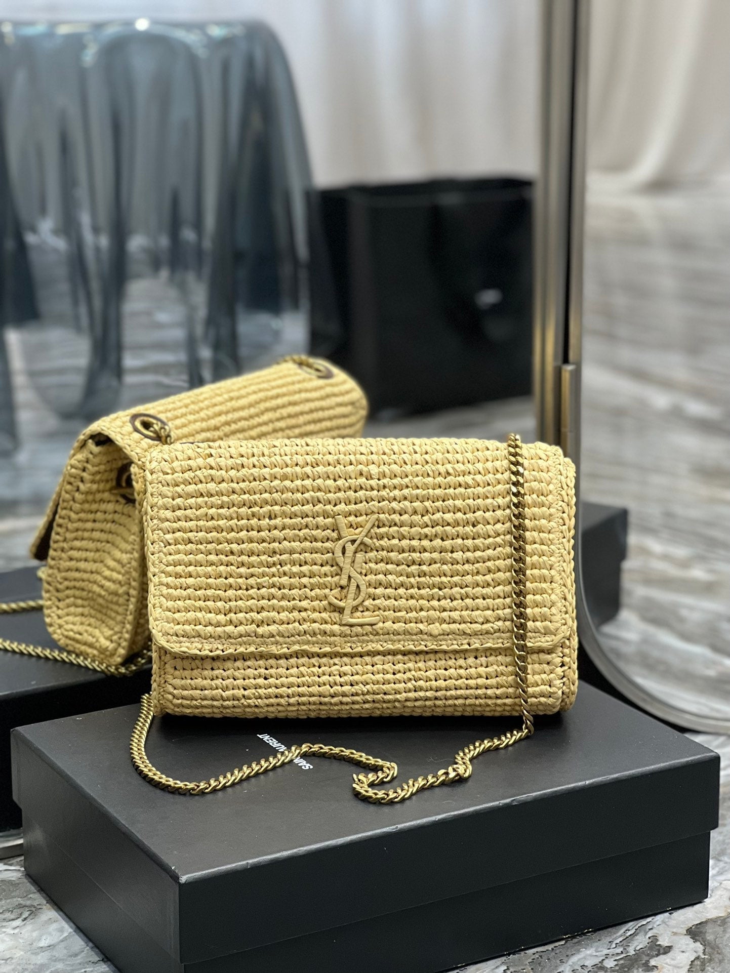 YSL Saint Laurent Niki Shoulder Bag Leather Chain