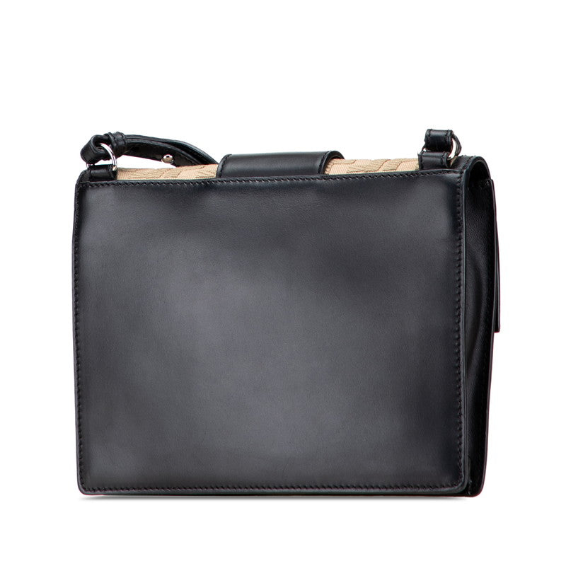 Fendi Flat Baguette Zucca Shoulder Bag Leather Canvas Shoes