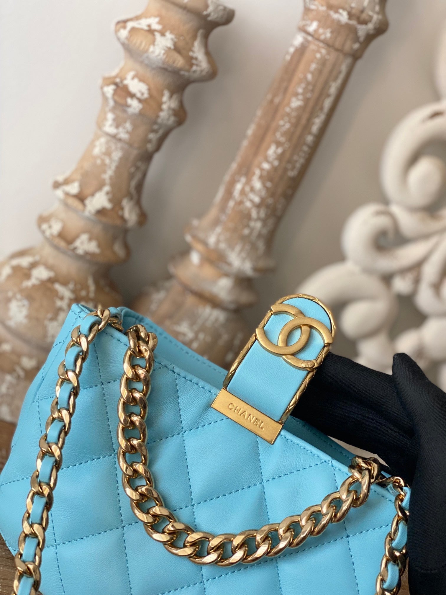 CHLSmall Hardware , ’s , Blue Gold Shoulder Bag