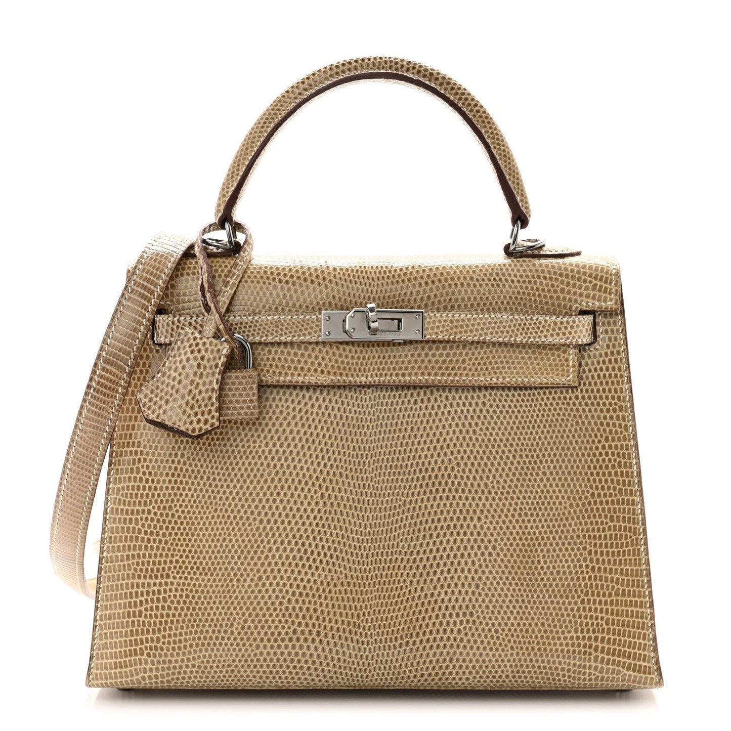 Hermes Lizard Niloticus Kelly Sellier Ficelle Handbag Travel Bag