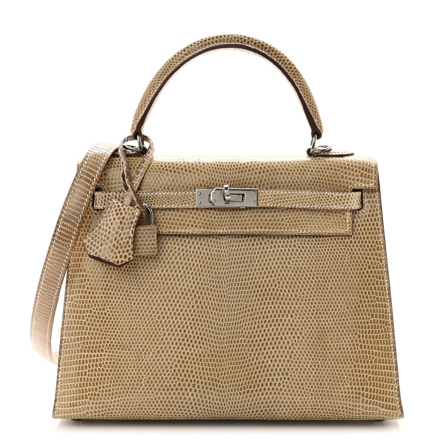 Hermes Lizard Niloticus Kelly Sellier Ficelle Handbag Travel Bag