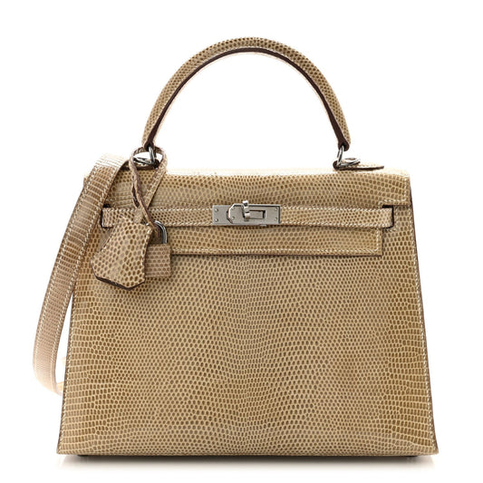 Hermes Lizard Niloticus Kelly Sellier Ficelle Handbag Travel Bag