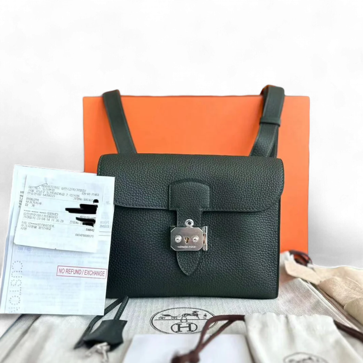 Hermes Sac Depeches Veau Togo Hardware Handbag Silver Travel Bag