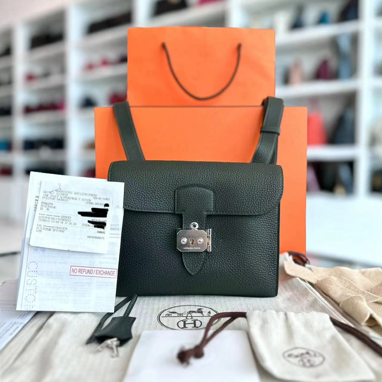 Hermes Sac Depeches Veau Togo Hardware Handbag Silver Travel Bag