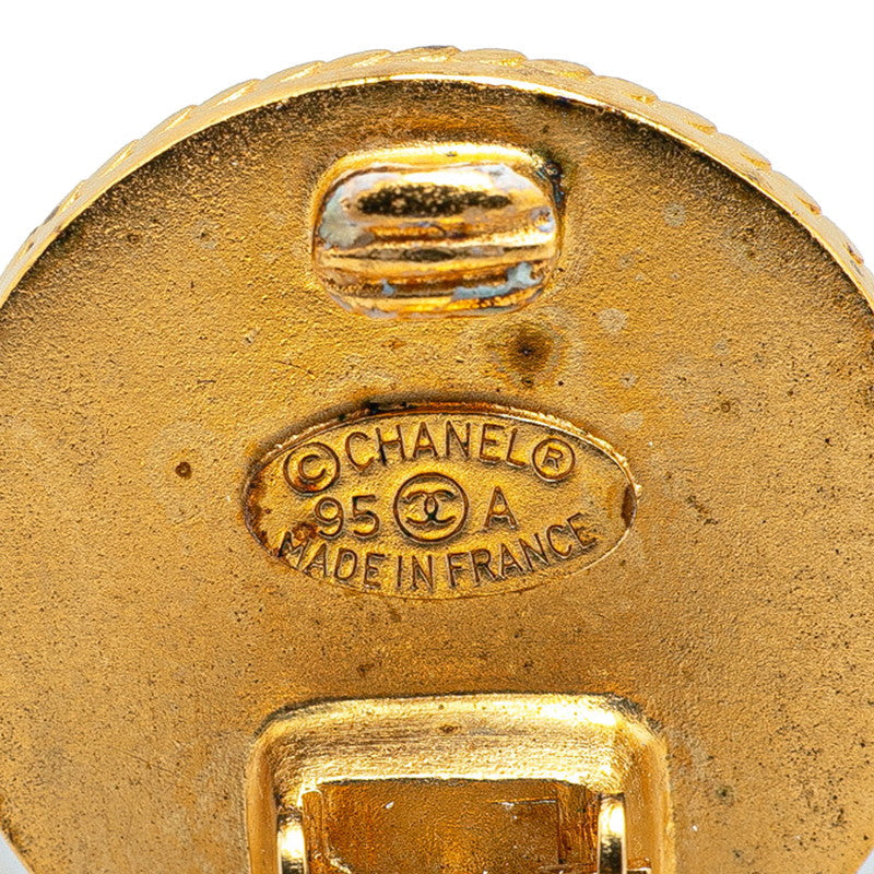 Chanel Gold Plated Coco Mark Round Shell Earrings Jewelry