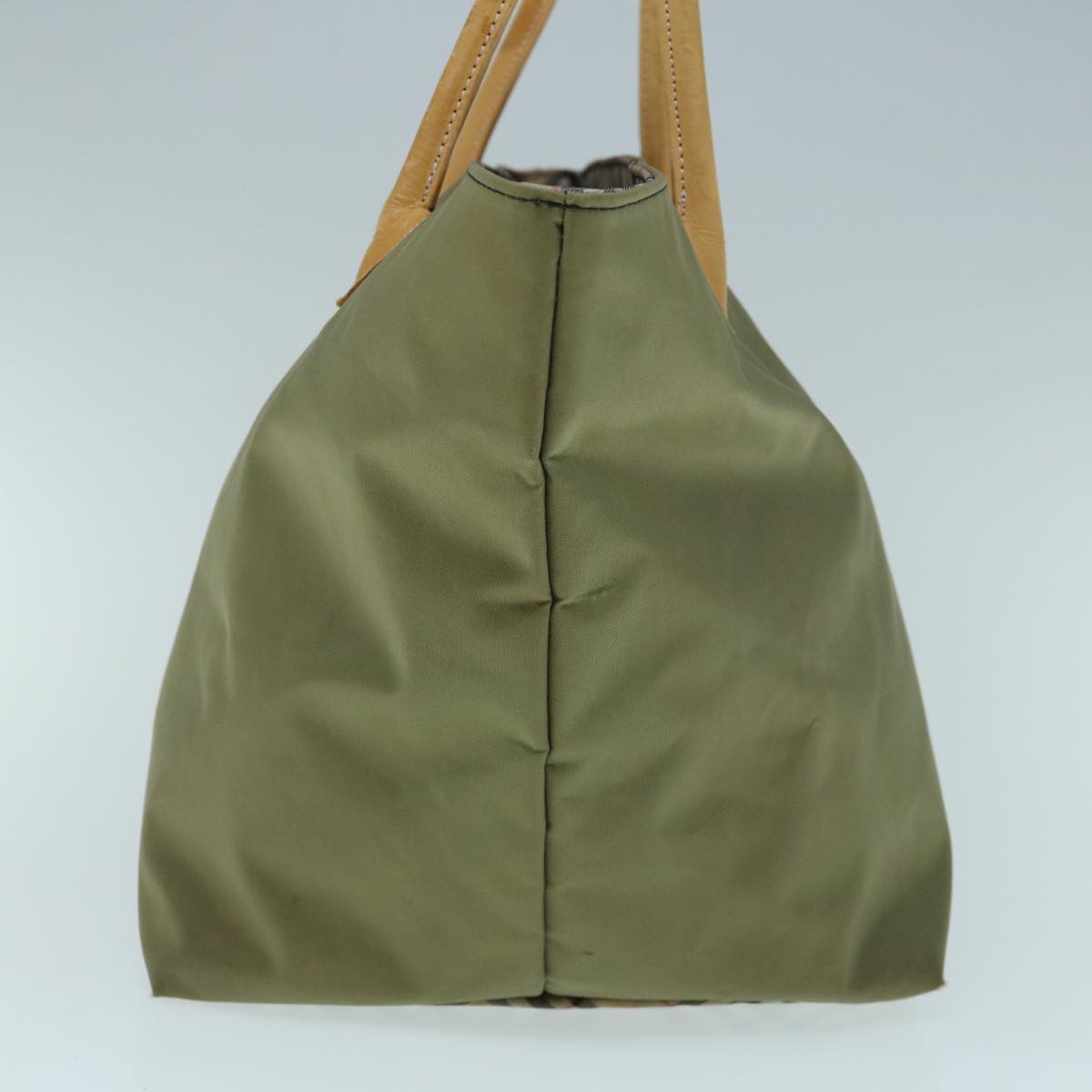 Burberry Luxury ss Label Tote Bag Khaki Auth Bs11303 Nylon Blue