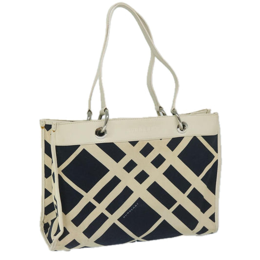 Burberry Luxury Tote Bag Auth Bs11353 Canvas White Navy